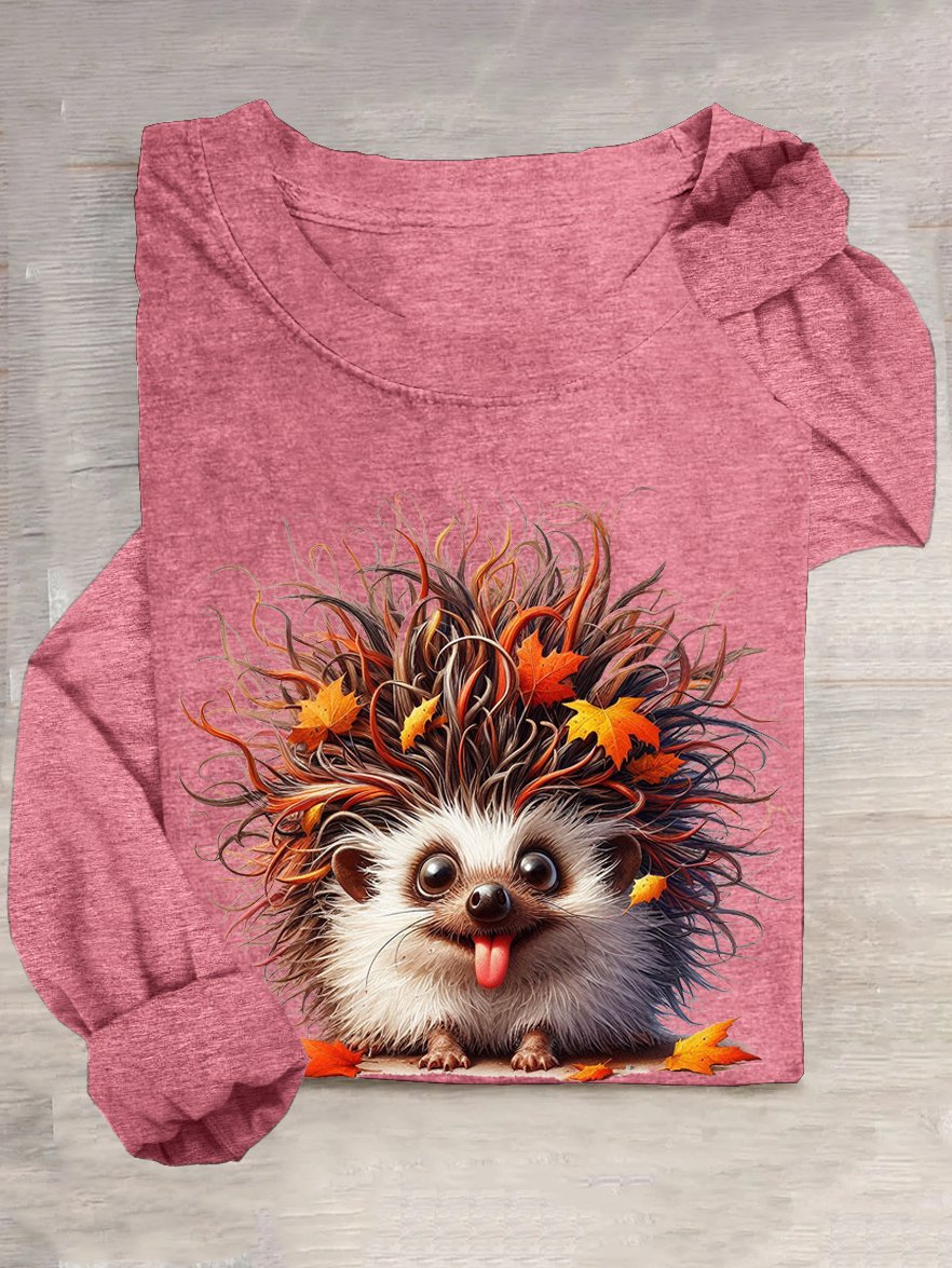 Igel Lässig Rundhals Baumwollmischung T-Shirt