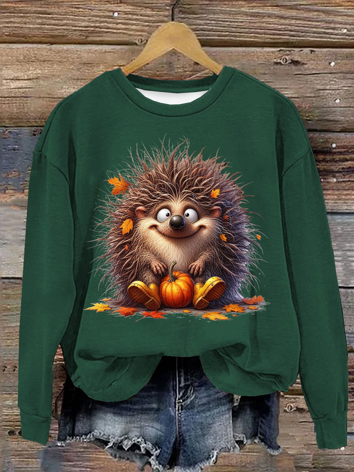 Igel Halloween Lässig Rundhals Weit Sweatshirt