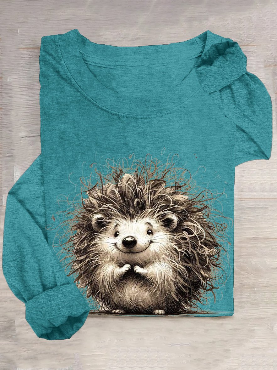 Igel Weit Rundhals Lässig T-Shirt