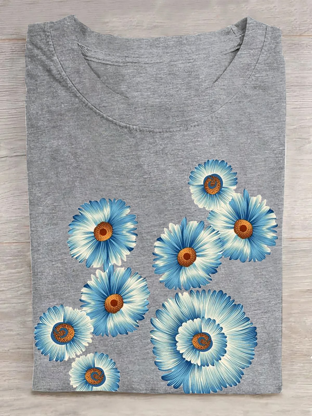 Lässig Rundhals Gänseblümchen T-Shirt