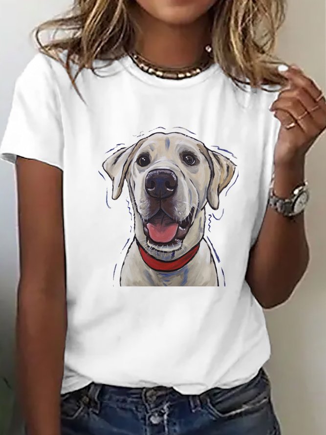 Weit Hund Lässig Rundhals T-Shirt