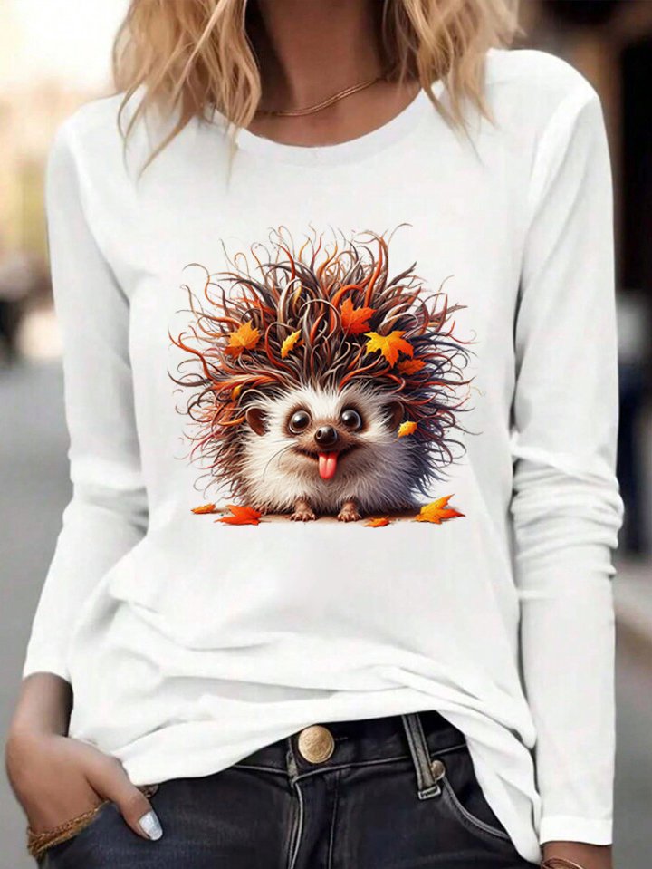 Igel Lässig Rundhals Baumwollmischung T-Shirt