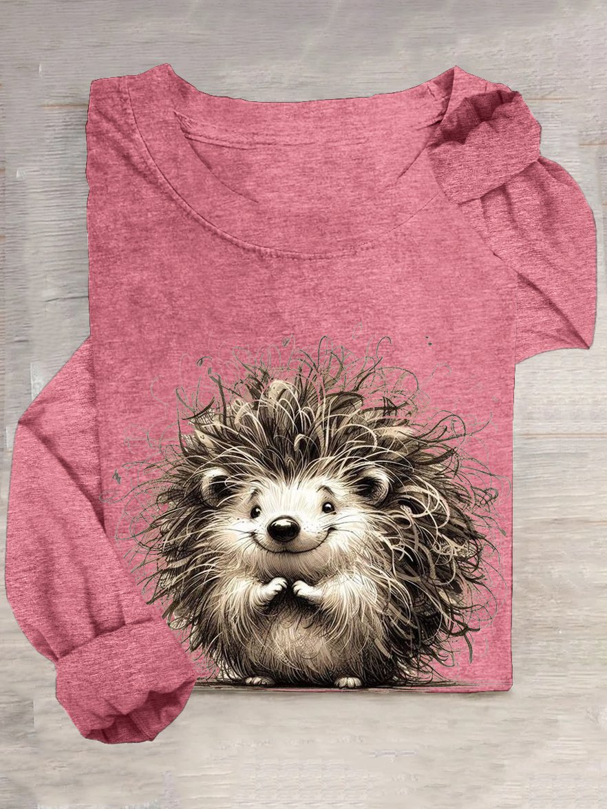 Igel Weit Rundhals Lässig T-Shirt