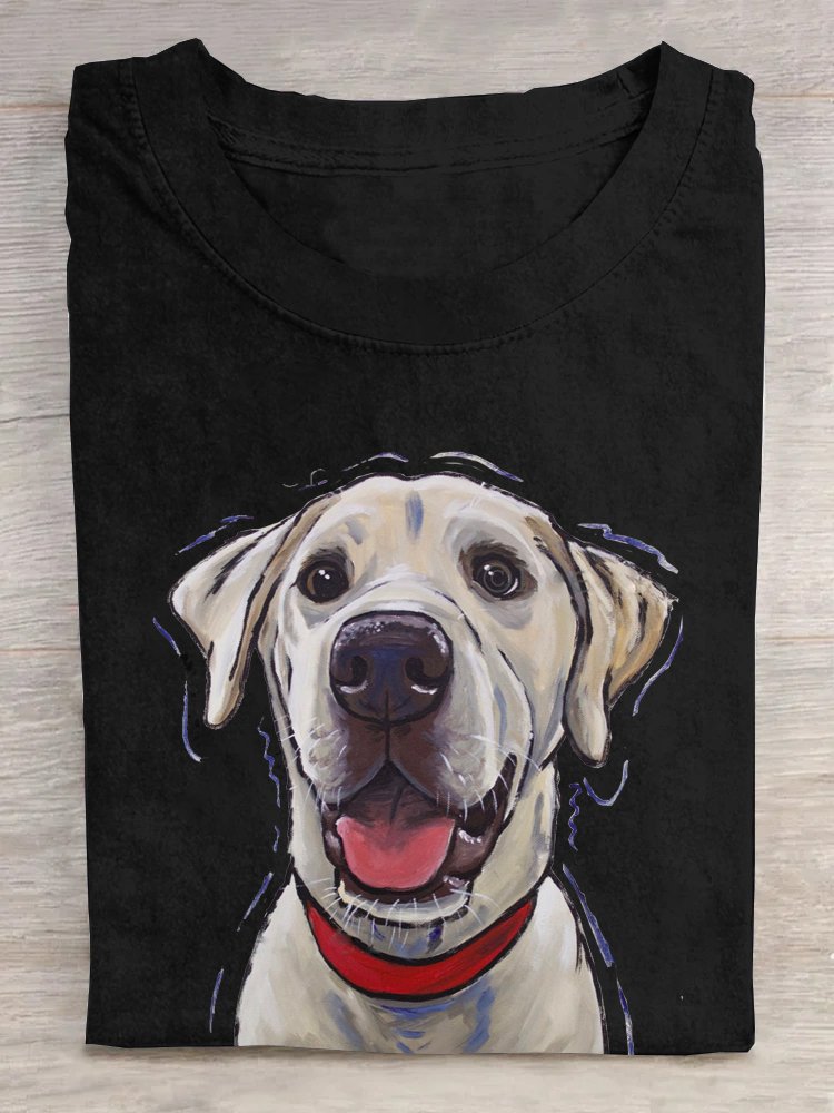 Weit Hund Lässig Rundhals T-Shirt