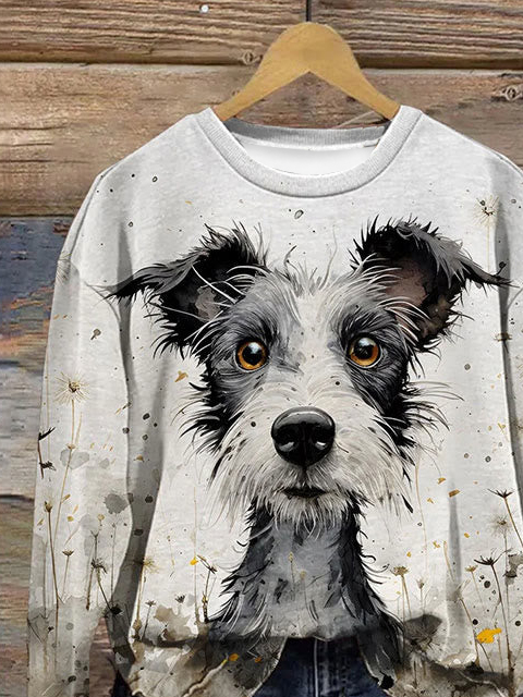 Hund Weit Lässig Rundhals Sweatshirt