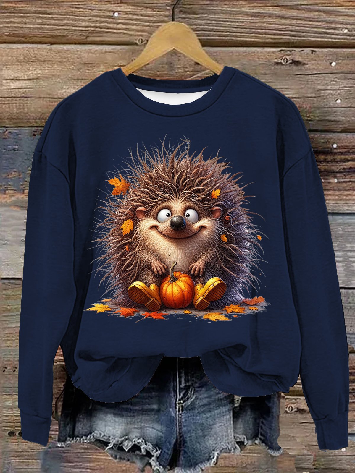 Igel Halloween Lässig Rundhals Weit Sweatshirt