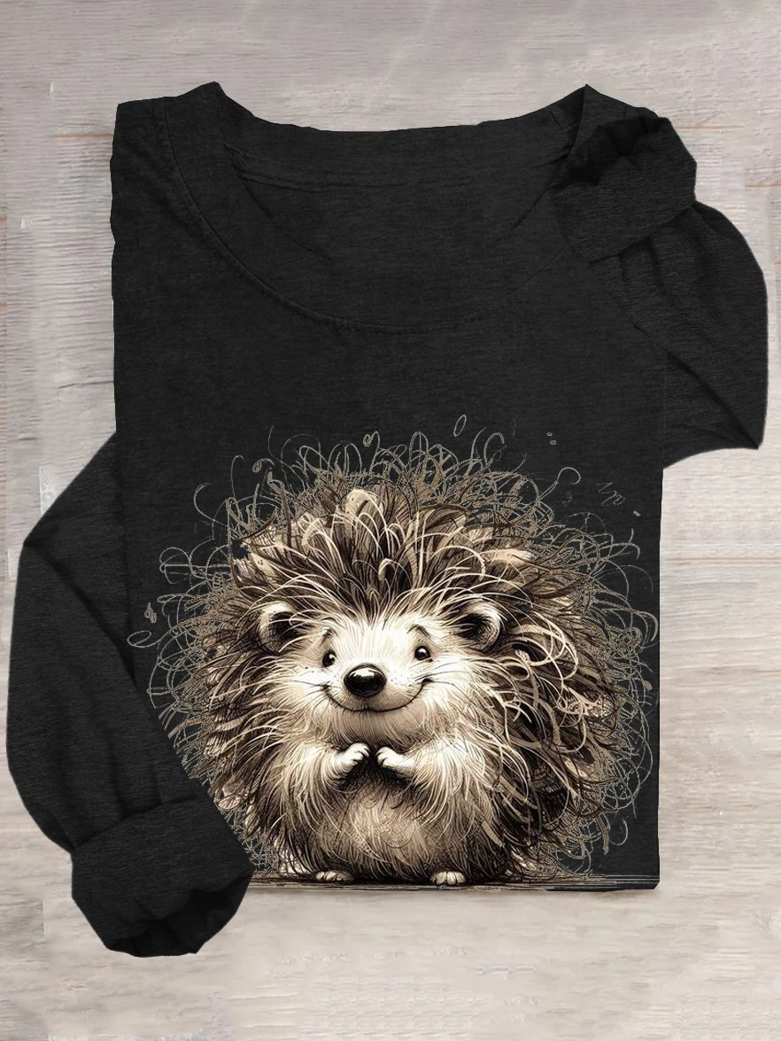 Igel Weit Rundhals Lässig T-Shirt