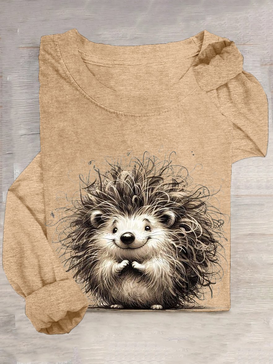 Igel Weit Rundhals Lässig T-Shirt