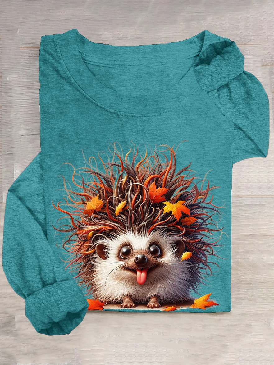 Igel Lässig Rundhals Baumwollmischung T-Shirt