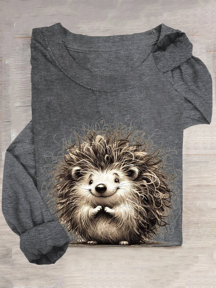 Igel Weit Rundhals Lässig T-Shirt