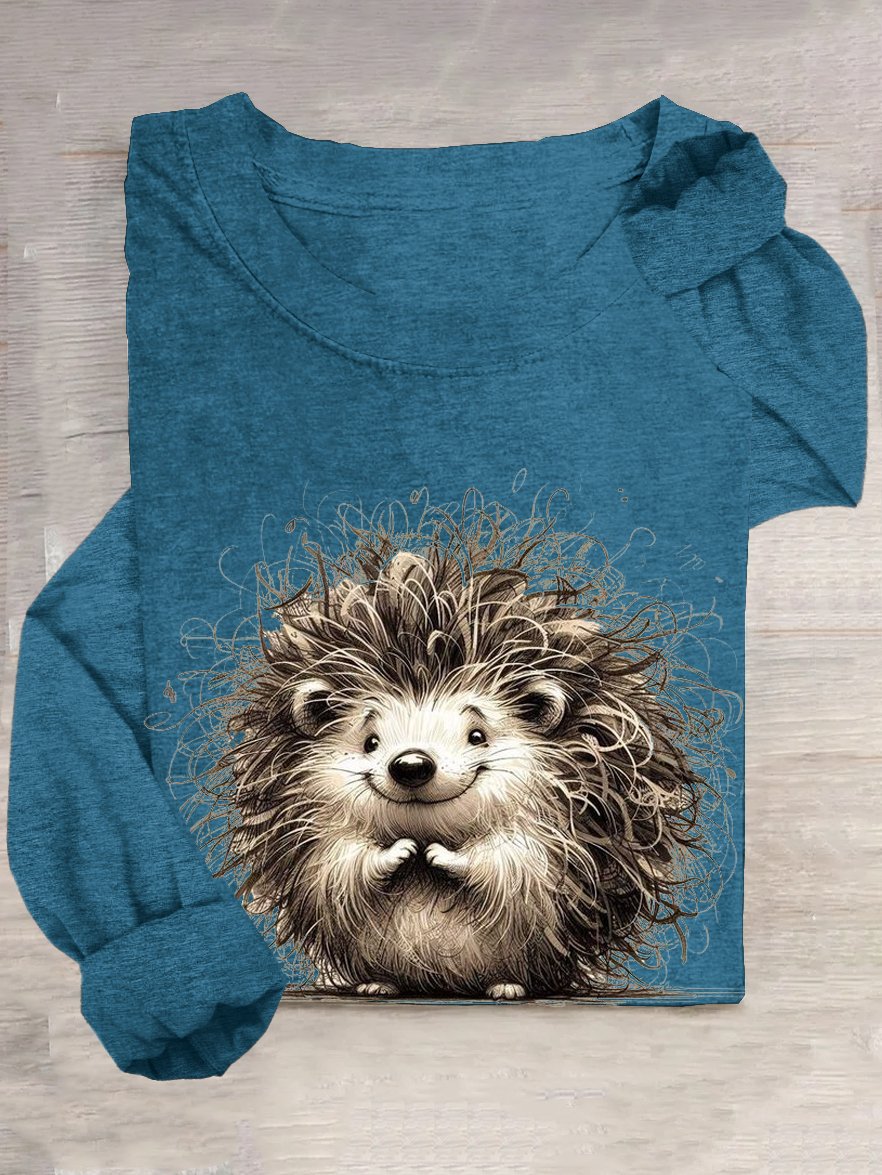 Igel Weit Rundhals Lässig T-Shirt