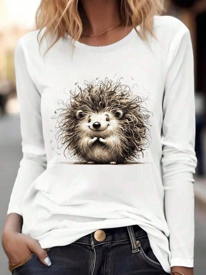 Igel Weit Rundhals Lässig T-Shirt