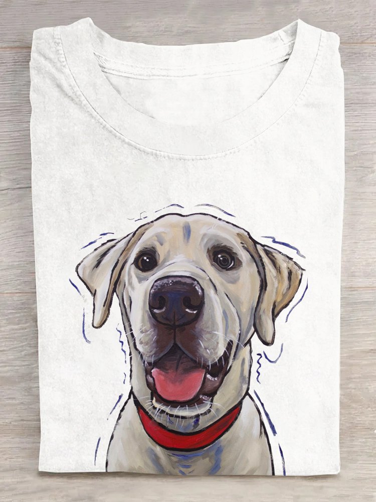 Weit Hund Lässig Rundhals T-Shirt