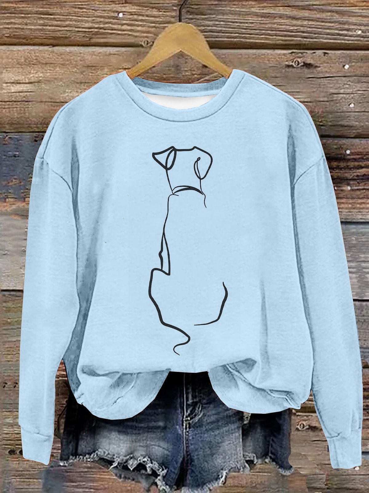 Rundhals Lässig Baumwolle Hund Sweatshirt