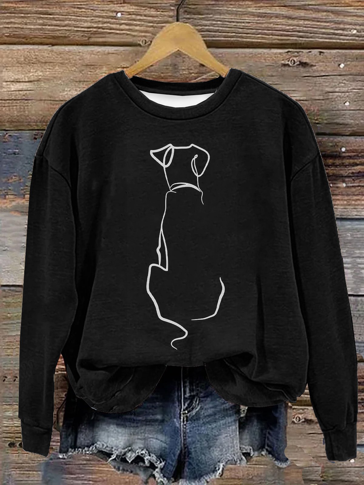 Rundhals Lässig Baumwolle Hund Sweatshirt