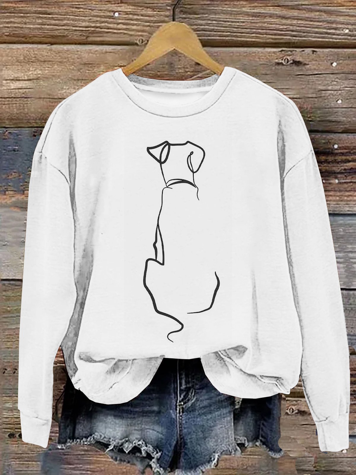 Rundhals Lässig Baumwolle Hund Sweatshirt