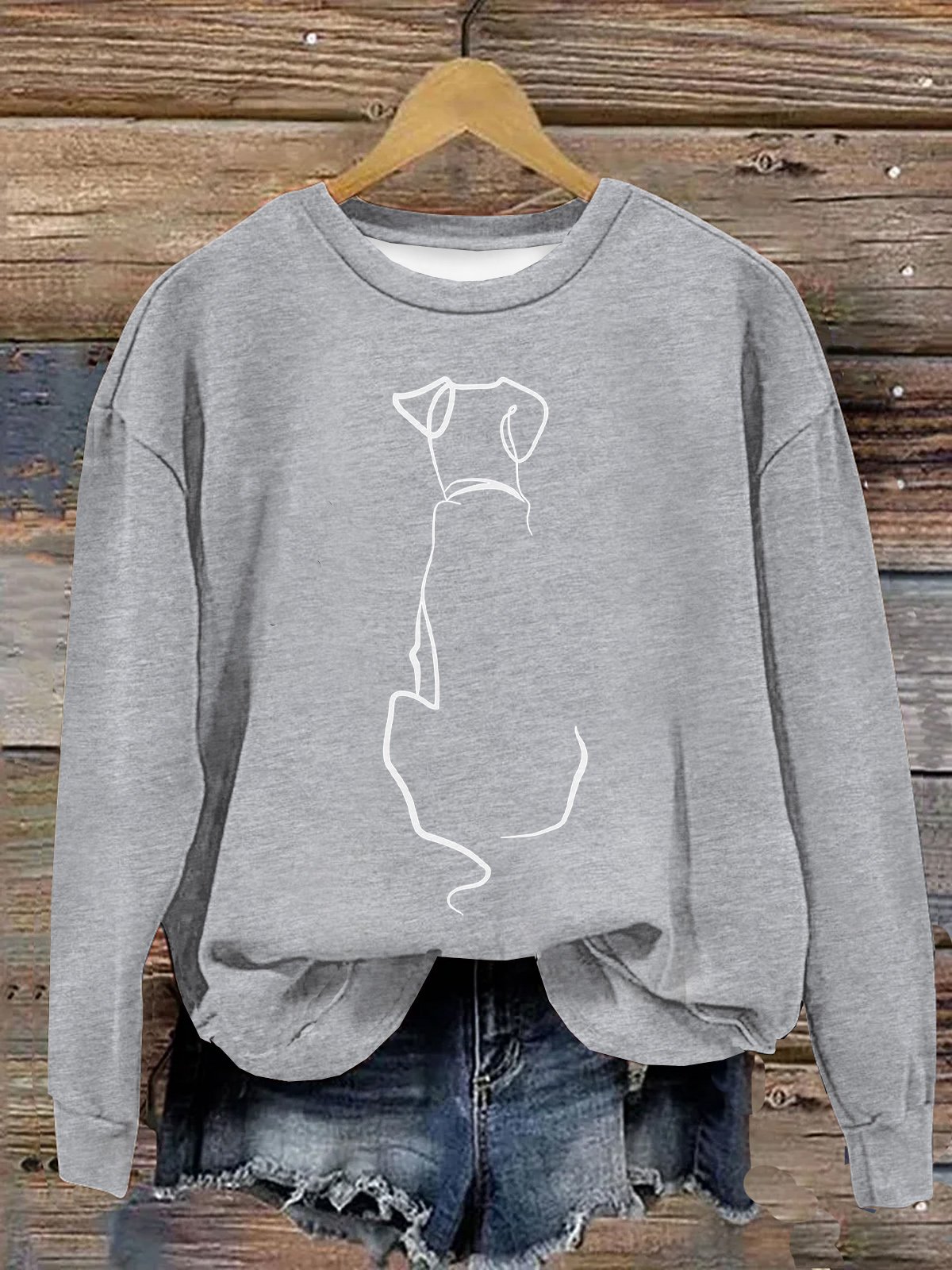 Rundhals Lässig Baumwolle Hund Sweatshirt