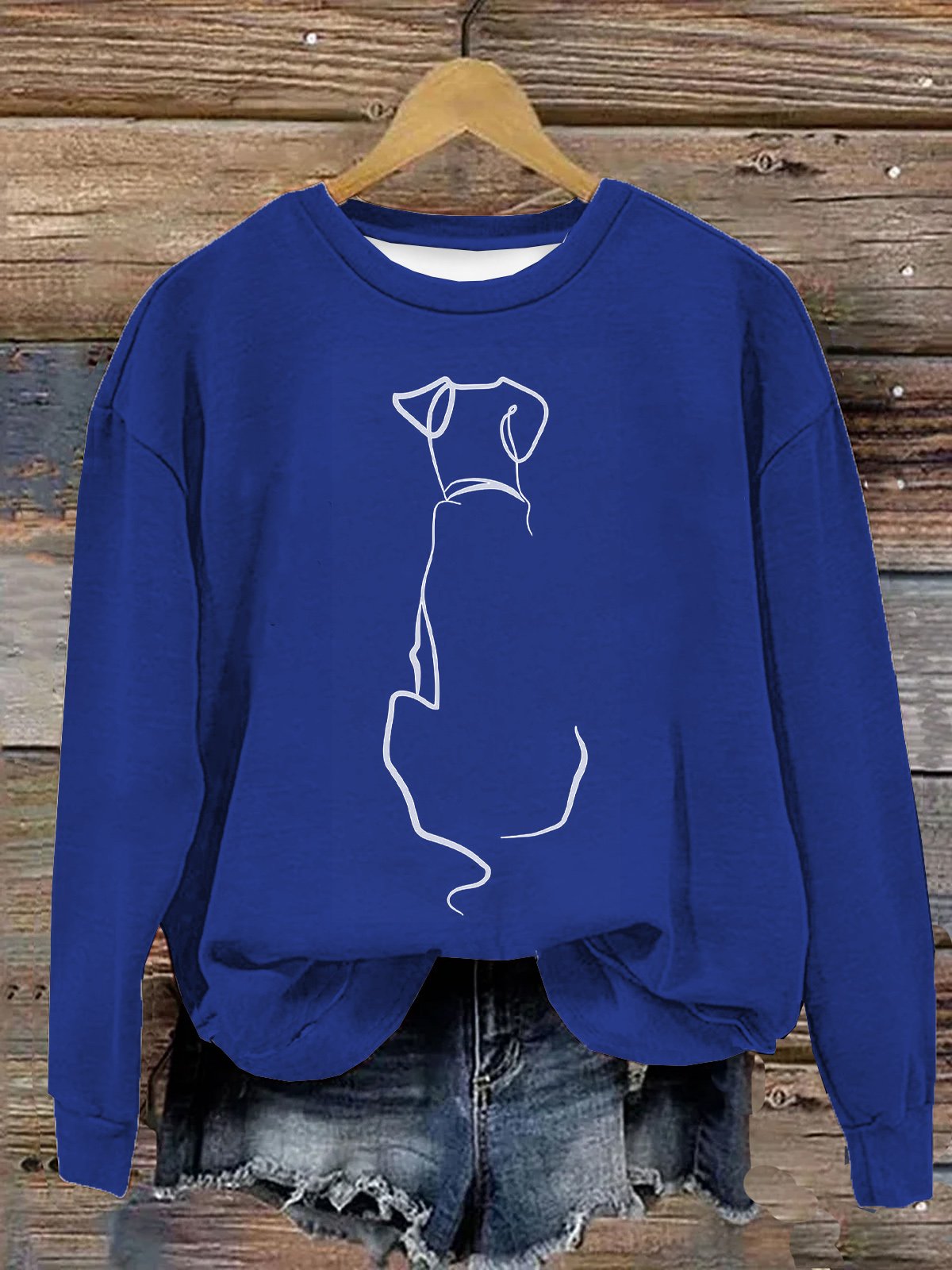 Rundhals Lässig Baumwolle Hund Sweatshirt