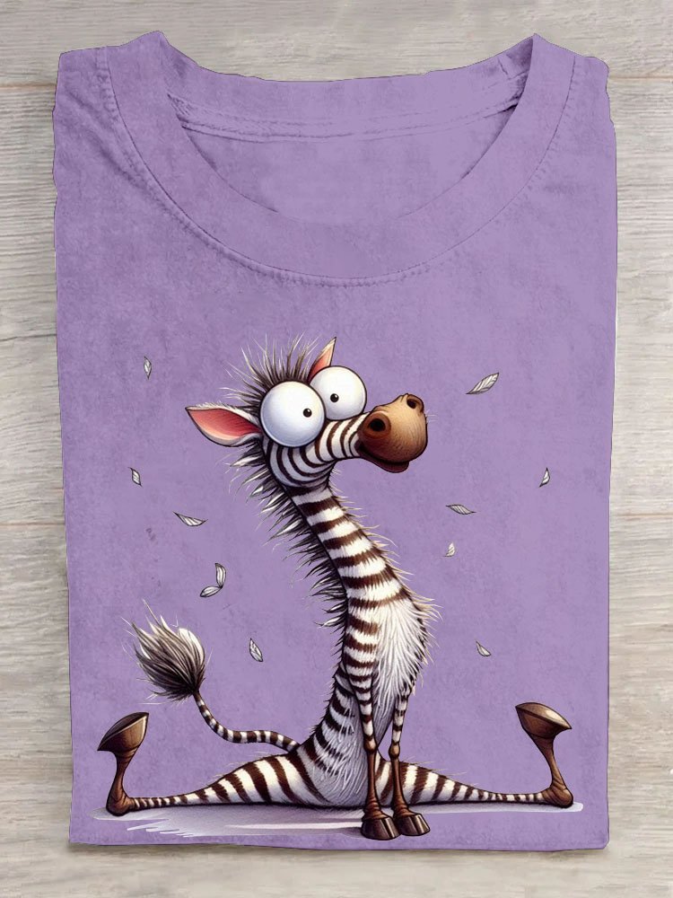 Lustig Zebra Print Rundhals Lässig Damen T-Shirt