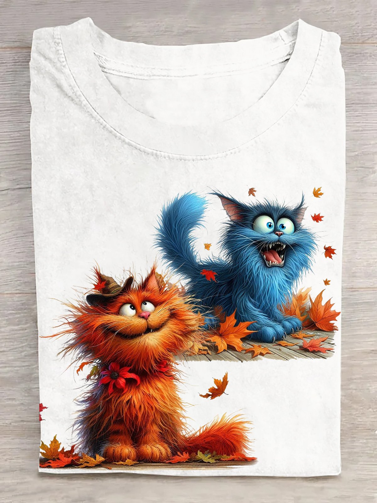 Katze Lässig Baumwolle T-Shirt