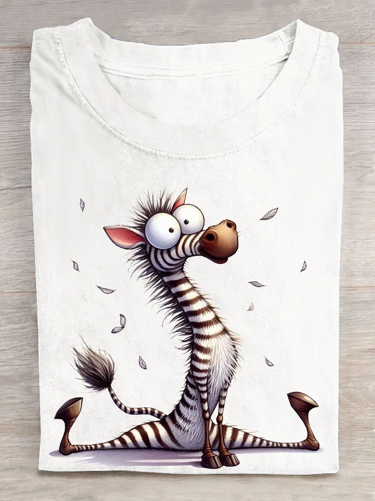 Lustig Zebra Print Rundhals Lässig Damen T-Shirt