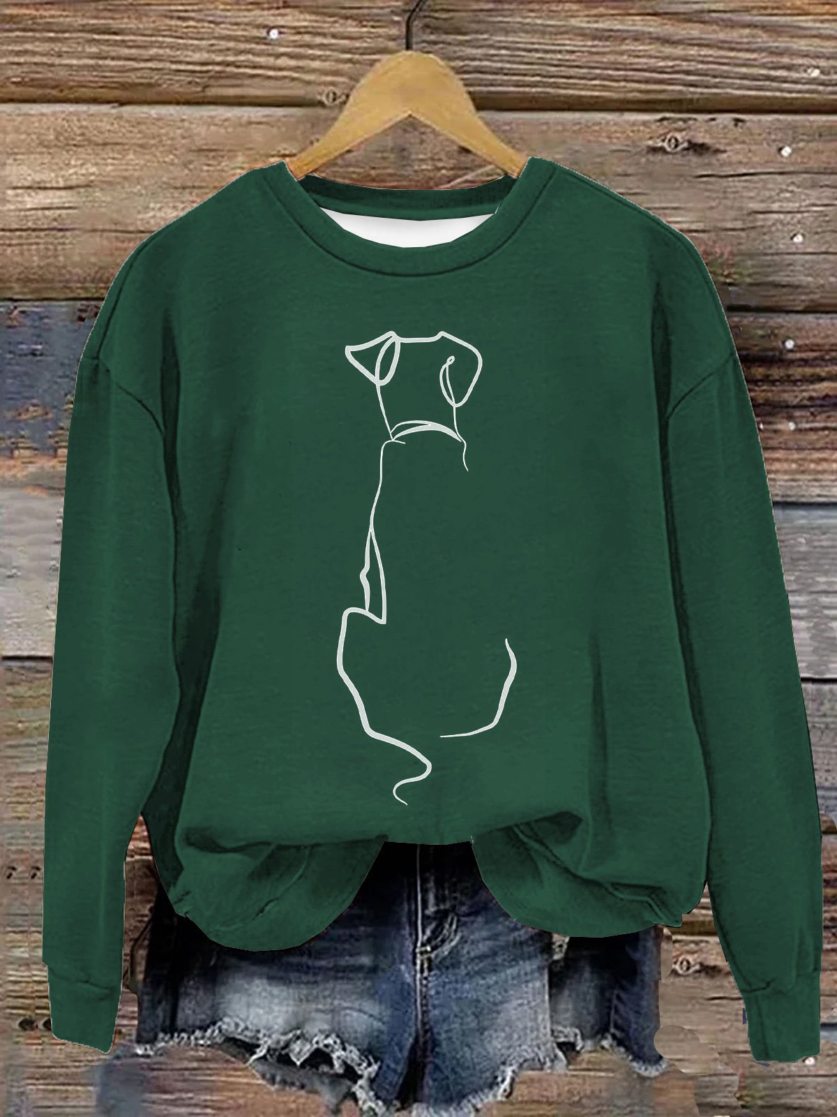 Rundhals Lässig Baumwolle Hund Sweatshirt